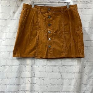 YMI corduroy camel color button front mini skirt size 16